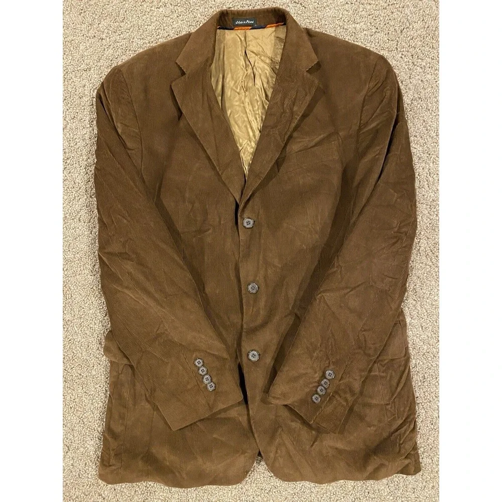 J.Crew Corduroy Blazer Jacket Men's 44R Brown Made In Poland W/ Italian Cashmere
